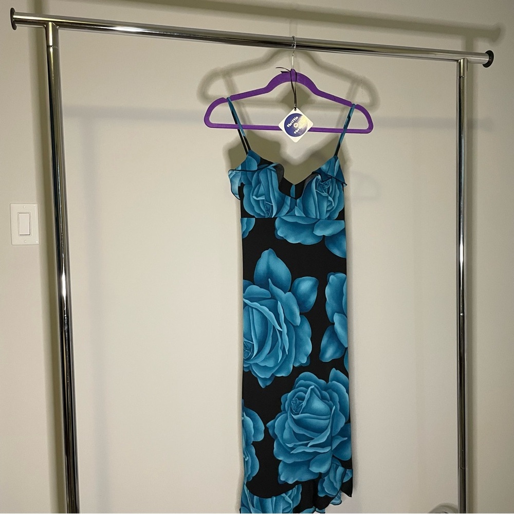 La Belle Black and Blue Floral Dress